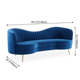 Luxury Blue Velvet Sofa Set 3 Pieces Living Room Set Curved 3-Seater Loveseat & Sofa-Richsoul-Furniture,Living Room Furniture,Sectionals