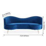 Luxury Blue Velvet Sofa Set 3 Pieces Living Room Set Curved 3-Seater Loveseat & Sofa-Richsoul-Furniture,Living Room Furniture,Sectionals