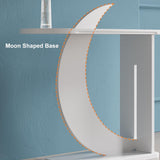 39.4" White Moon Shape Console Table Rectangular Wood Entryway Table with Abstract Base