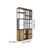 70" Industrial Etagere Bookshelf with Door in Metal