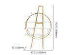 4-Tier Round Open Bookshelf White Display Shelf Gold Frame