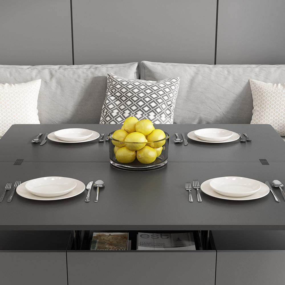 Modern Gray Multifunctional Square Lift-top Coffee Table-Coffee Tables,Furniture,Living Room Furniture