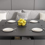 Modern Gray Multifunctional Square Lift-top Coffee Table-Coffee Tables,Furniture,Living Room Furniture