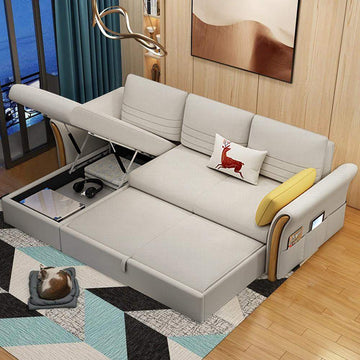 90.6" Full Sleeper Sofa Leath-Aire Upholstered Convertible Sofa with Storage-Richsoul-Daybeds,Furniture,Living Room Furniture