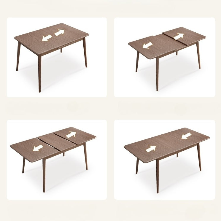 53" Modern Rustic Solid Wood Rectangle Minimalist Extendable Folding Dining Table In Walnut/Natural