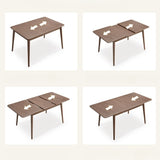 53" Modern Rustic Solid Wood Rectangle Minimalist Extendable Folding Dining Table In Walnut/Natural
