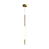 White Pendant Light Fixture LED Single Hanging Light Brass Finish