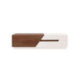 Pinkle 82'' Modern Wood Extendable Sliding Top Coffee Table with Storage in White Walnut