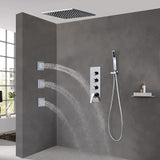 Modern 16" Chrome Thermostatic Rain Shower System with Handheld Shower & 3 Body Sprays