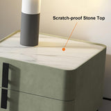 Modern Nightstand with Drawers & Sintered Stone Top Freestanding Bedside Table in Green