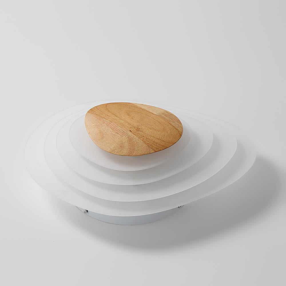 Minimalist LED White Flush Mount Ceiling Light Metal Arcylic and Wood