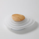 Minimalist LED White Flush Mount Ceiling Light Metal Arcylic and Wood