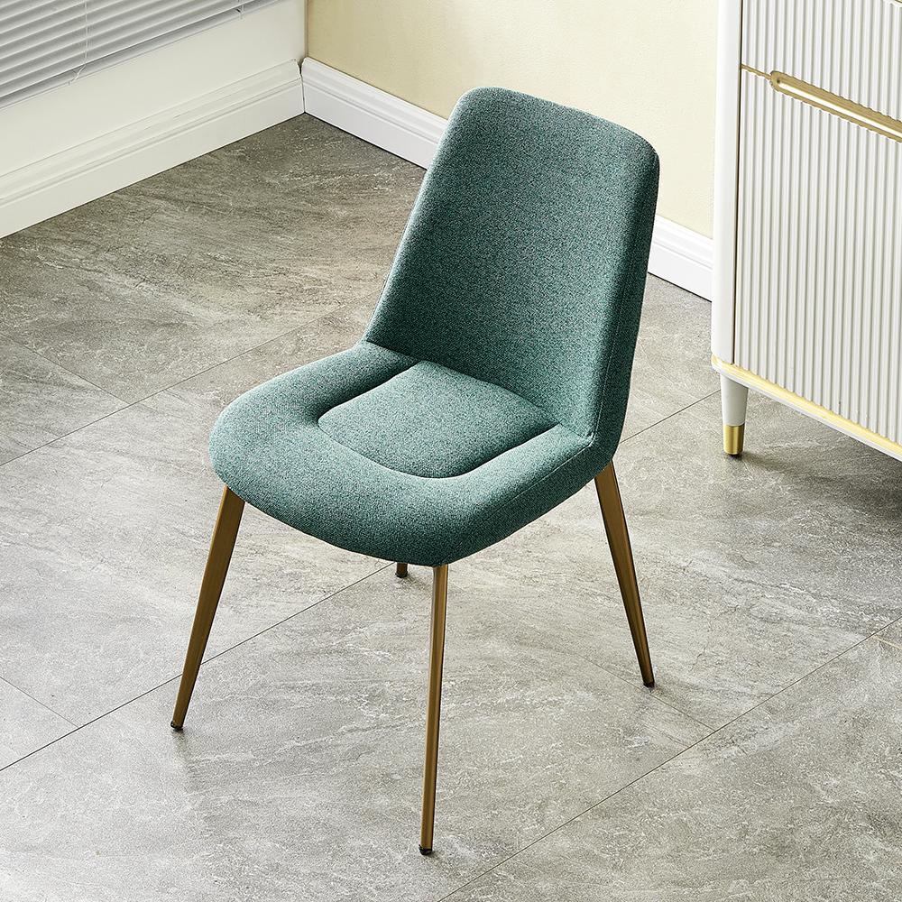 Mid-Century Modern Green Dining Chair Armless Upholstered Side Chair Set of 2