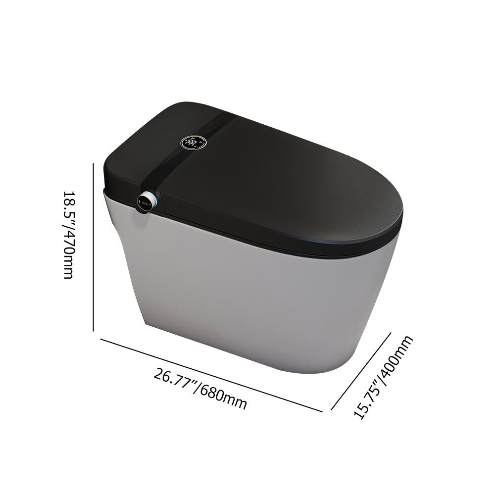 Elongated One-Piece Smart Toilet Floor Mounted Automatic Toilet in Black & Gold Rim