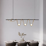 Modern Bronze Linear Island Light Unique Spiral Pendent Light for Dining Room