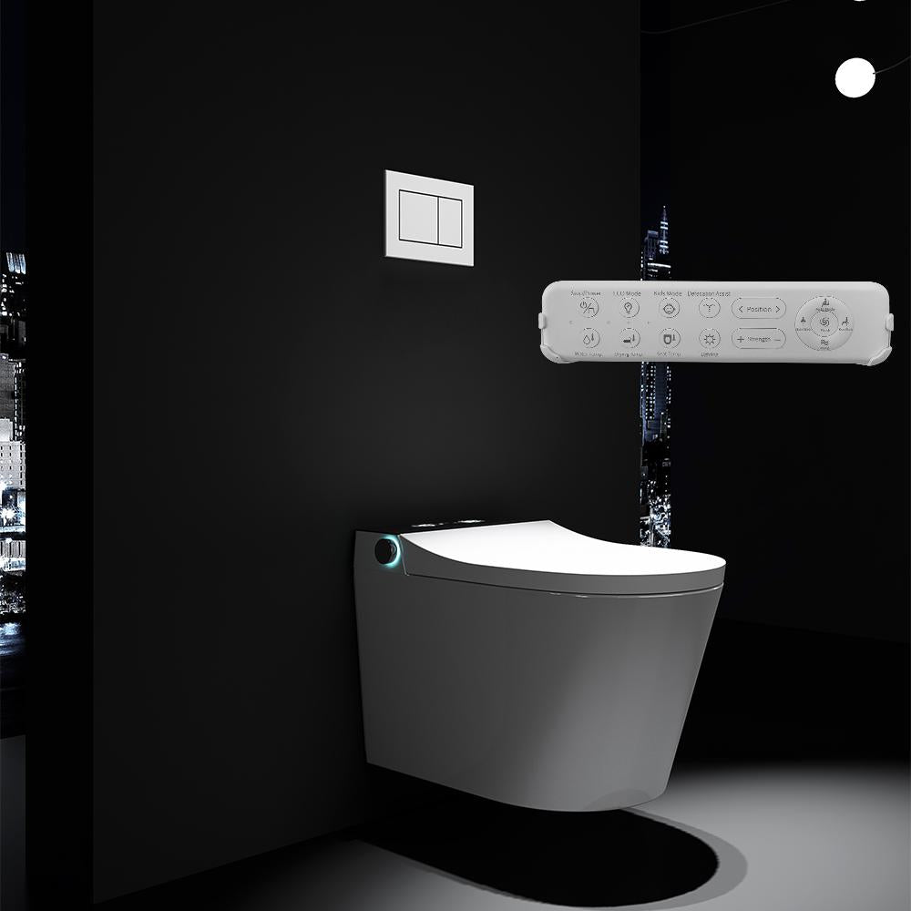 Elongated One-Piece Wall Mounted Automatic Toilet with In-Wall Tank & Carrier System