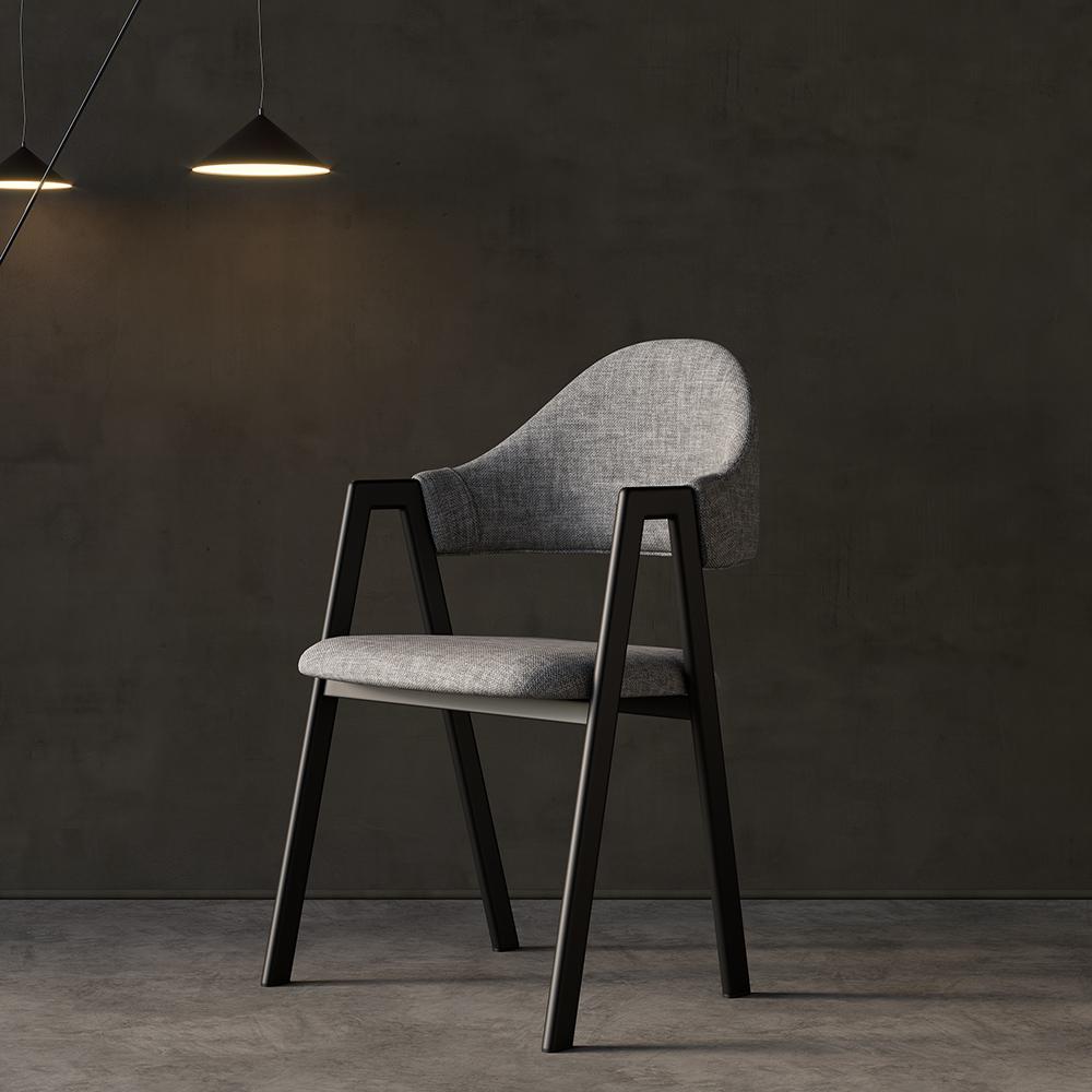 Gray Linen Upholstered Dining Chair Side Chair (Set of 2)