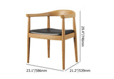 Modern Curved Back Dining Chair Upholstered Leather Walnut Wooden Armchair
