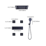 20'' Wall-Mounted LED Thermostatic Shower System with Waterfall Rain & 4 Body Jets