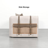 87" Modern White Boucle 3-Seater Sofa Upholstered   Convertible  with Side Storage