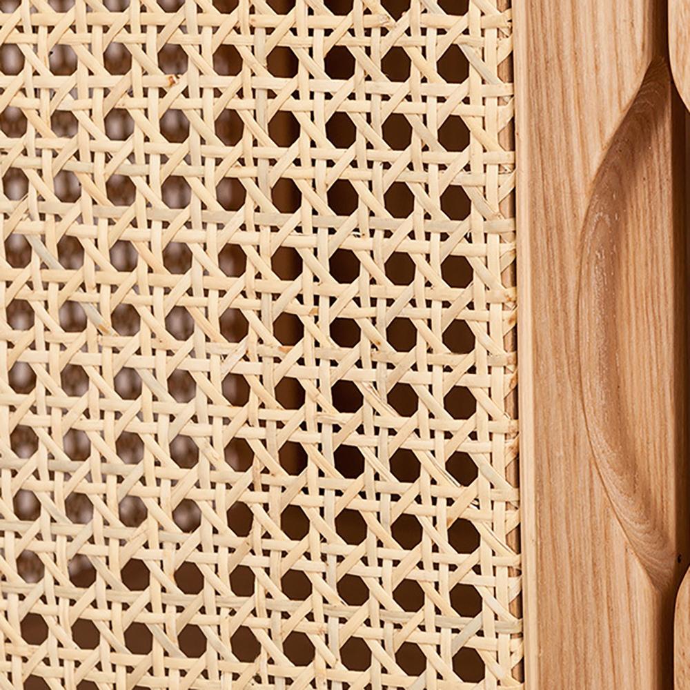 Woven Rattan Wardrobe Closet Cabinet with 2 Doors and 4 Drawers