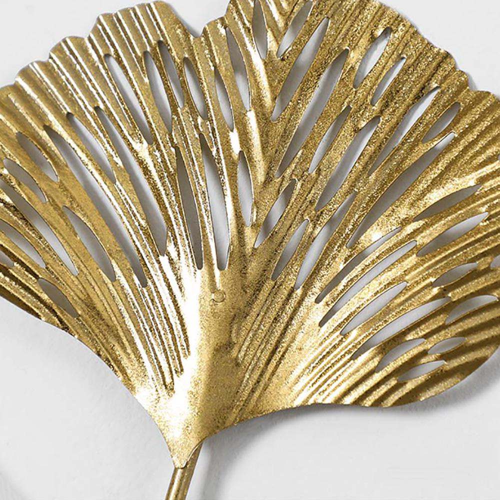 3 Pieces Ginkgo Leaves Wall Decor in Metal with Geometric Frame