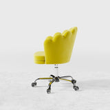 Blue Modern Swivel Office Chair Velvet Upholstered Task Chair Adjustable Height