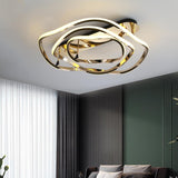 Modern Gold LED Geometric Semi Flush Mount Light Wavy Design Metal