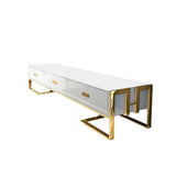 Jocise 71" Modern Jocise White & Gold TV Stand 3 Drawers Media Console