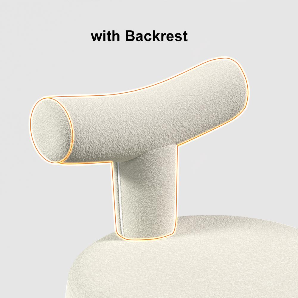 Modern White Boucle Vanity Stool with Round Seat & Back Bedroom Vanity Chair
