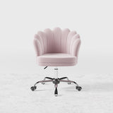 Blue Modern Swivel Office Chair Velvet Upholstered Task Chair Adjustable Height