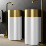 Gold Modern Luxury Round Stainless Steel Sink Pedestal Sink Freestanding