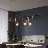 Modern Bronze Linear Island Light Unique Spiral Pendent Light for Dining Room