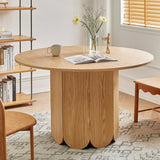 35" Farmhouse Round Small Dining Table 4-Person Natural Pine Wood