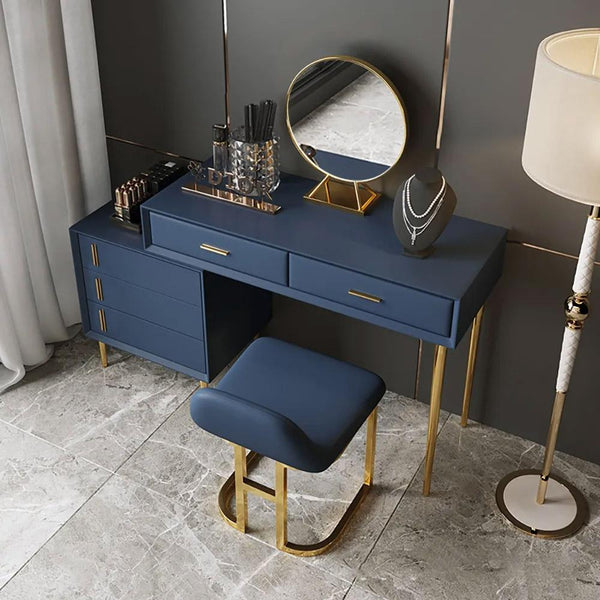 Navy and gold dressing shop table