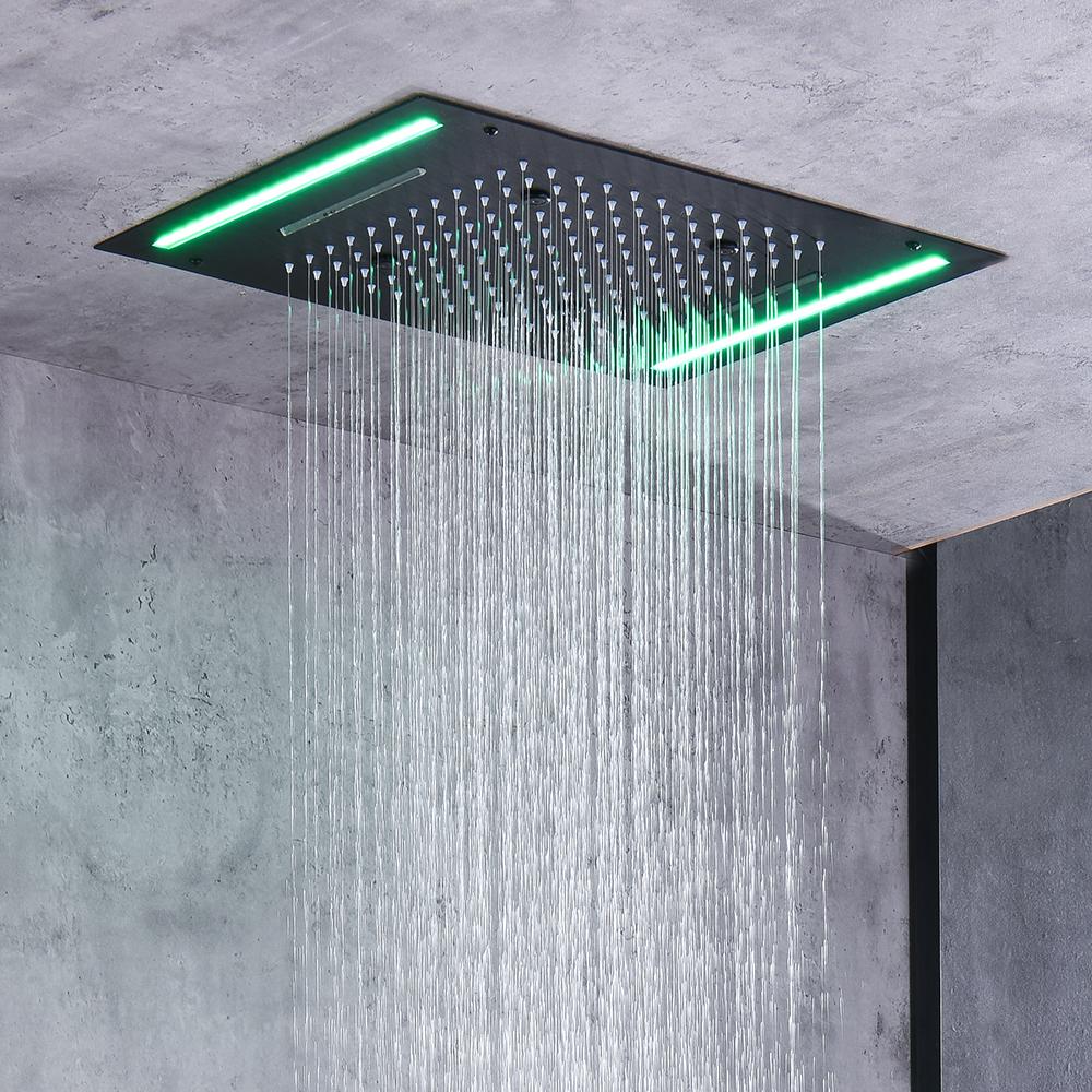 20'' Wall-Mounted LED Thermostatic Shower System with Waterfall Rain & 4 Body Jets