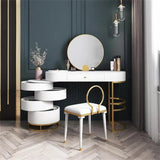 White Makeup Vanity Dressing Table with Swivel Cabinet Mirror & Stool Included