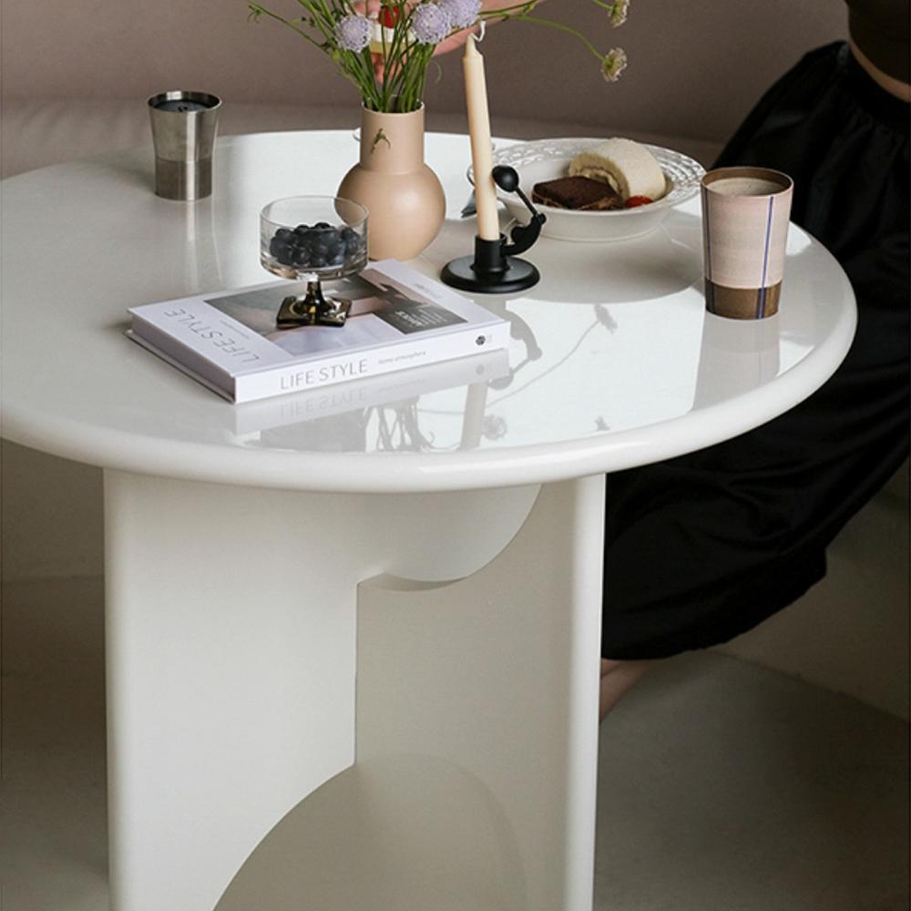 39" White Round Dining Table for 4 Seaters with Cross Base