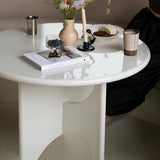 39" White Round Dining Table for 4 Seaters with Cross Base