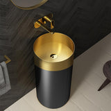 Gold Modern Luxury Round Stainless Steel Sink Pedestal Sink Freestanding