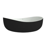 71'' Oval Freestanding Tub Stone Resin Center Drain & Overflow in Matte White & Black