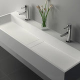 47 Inch Wall-Mount Double Sink Stone Resin Matte White Trough Bathroom Sink
