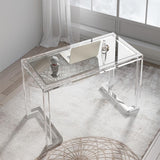 Savea 47.2" Modern Rectangular Clear Tempered Glass Office Writing Desk