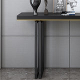 47" Entry Accent Table Narrow Console Table Black Solid Wood & Metal in Large