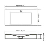 Glossy White Wall-Mount Floating Sink Solid Surface Stone Resin Bathroom V-Shaped Sink