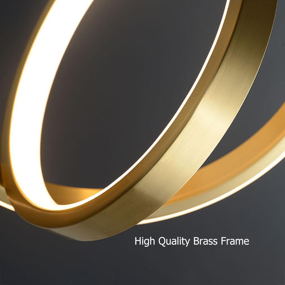 Gold Geométric Light Light 2-Ring LED HORNING LIGHT en laiton