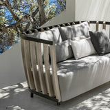 2-Seater Outdoor Sofa with Ash Wood Frame and Cushion Back