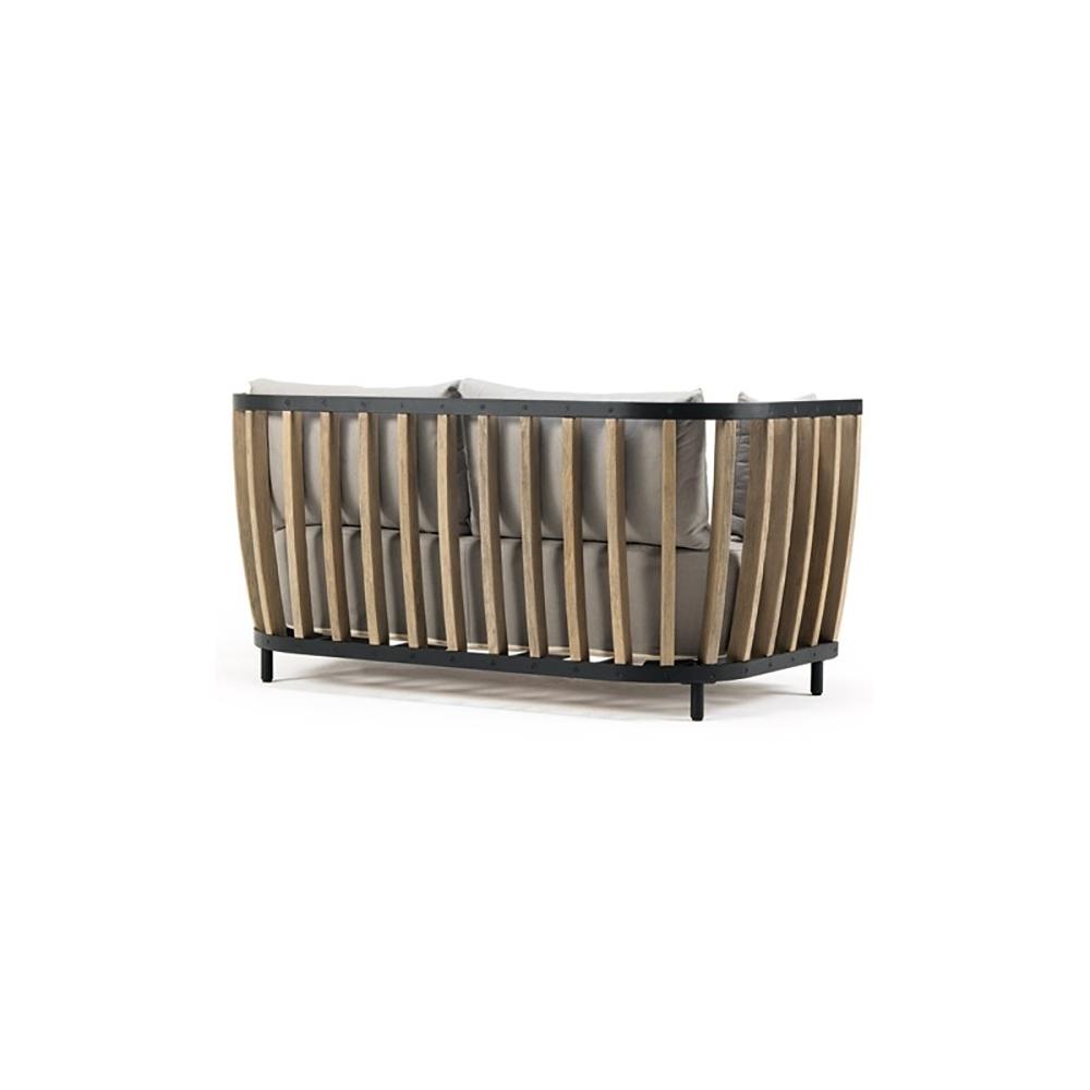 2-Seater Outdoor Sofa with Ash Wood Frame and Cushion Back