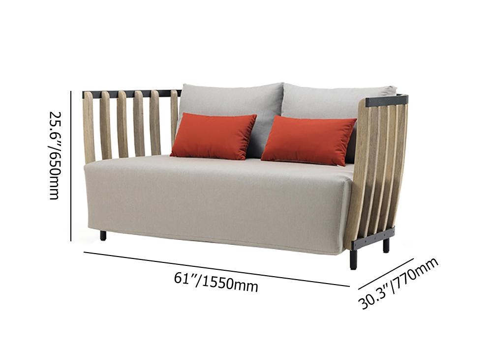 2-Seater Outdoor Sofa with Ash Wood Frame and Cushion Back