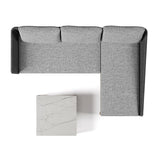 3 Pieces Aluminum & Braided Rope Outdoor Sectional Sofa Set with Coffee Table in Gray